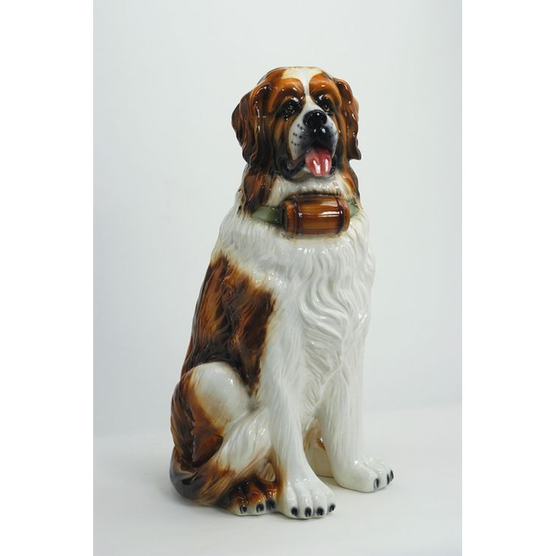STATUA CANE SAN BERNARDO IN CERAMICA CM. 90 -ANIMALI-